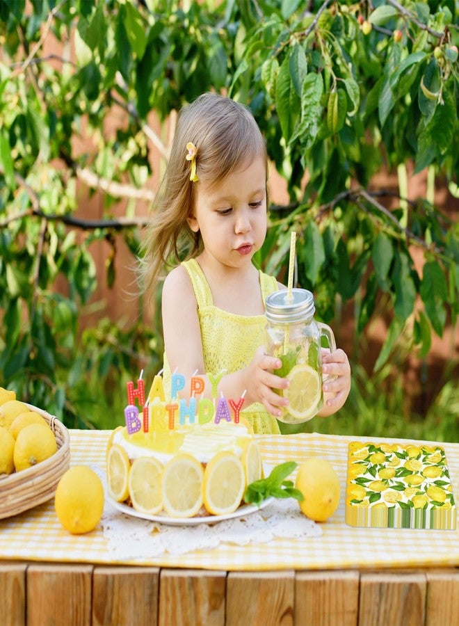 Whaline 80Pcs Lemon Paper Napkins Watercolor Yellow Lemon Fruit Disposable Napkins Summer Scalloped Decorative Luncheon Dinner Napkins for Birthday Holiday Party Supplies Table Decor - Image 5